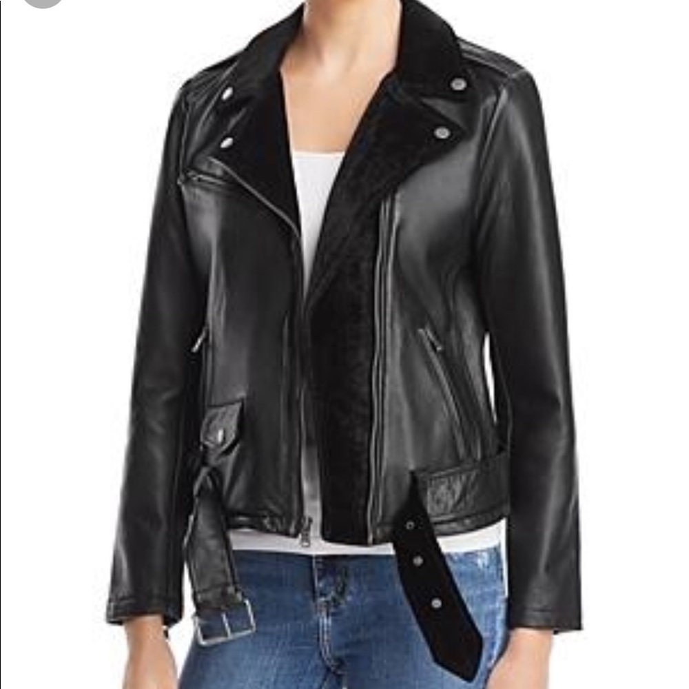 Calvin Klein Jeans velvet leather Moto jacket - Picture 1 of 8